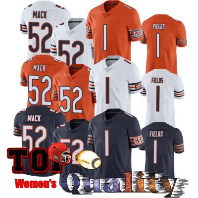 China 1 Justin Fields 52 Khalil Mack American Football Jersey Breathable Women's Stich S-5XL for sale