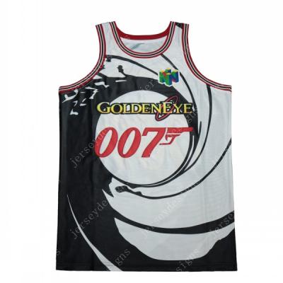 China 007 Mens James Bond Goldeneye Movie Basketball Breathable Tank Top Stitched for sale