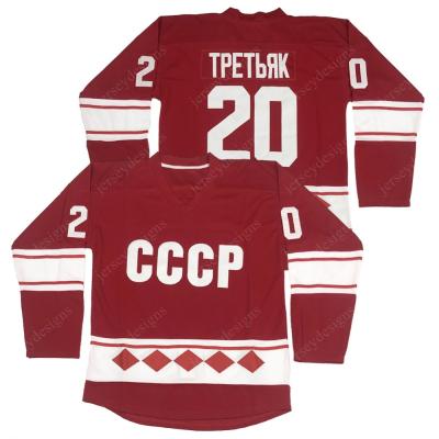 China Shirts & Tops Wholesale 20 Vladislav Tretiak CCCP Russia 1980 Ice Hockey Men's Singlets Stitched S-3XL Stitched for sale