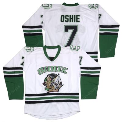 China Shirts & Tops Wholesale White Mens #7 T.J. Oshie North Dakota Fighter Sioux Ice Hockey Jersey Stitched S-3XL for sale