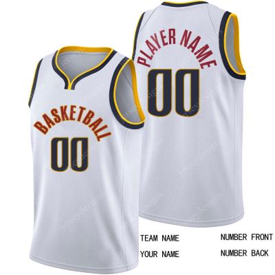 China Wholesale Breathable Pique White Navy Blue Custom Logo Polyester Team DEN High Quality Mens Basketball Tank Tops S-2XL for sale