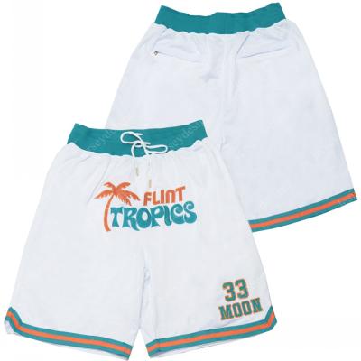 China Wholesale White Mens #33 Jackie Moon Pants Flint Tropics Movie Breathable Semi Pro Basketball Shorts Stitched High Quality for sale