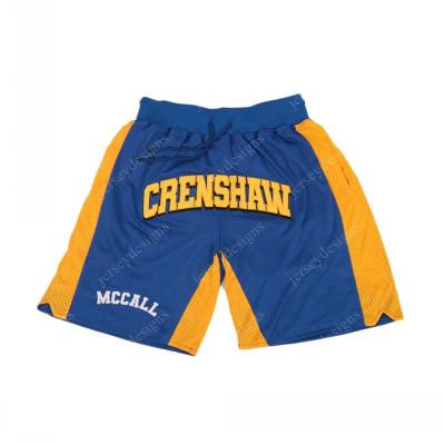 China Men's Crenshaw MCCALL Movie Breathable Basketball Shorts Outdoor Sports Sandbeach Pants With Pockets Double Stitche for sale