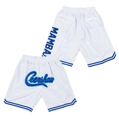 China Wholesale Breathable White Men's Crenshaw Mamba Basketball Shorts Sports S-2XL Pants Stitched Zipper Pocket for sale