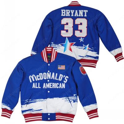 China Perfect Quality Men's Blue QUICK DRY Bryant Sports Baseball Jackets Stitched USA Size S-XXL McDonald's All 33 for sale