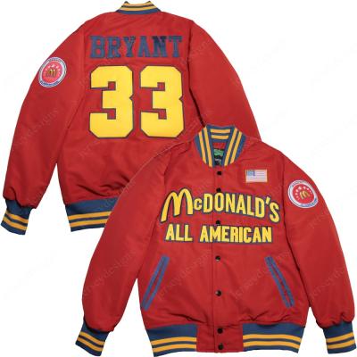 China Mens McDonald's Bryant Sports Baseball Jackets Stitched USA Size S-XXL QUICK DRY Red All 33 American Perfect Quality for sale