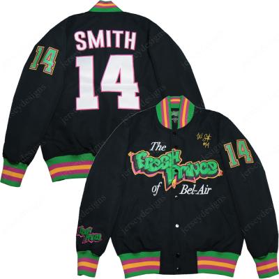 China Mens Breathable Will Smith #14 Cool Prince Of Bel Air Academy Sport Baseball Jackets Quilted for sale