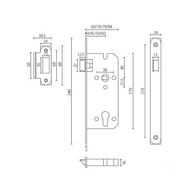 China Special Small Door Mortise Lock UNIT ML108502 Security Lock Mortise Lock Anti Panic Mortise for sale