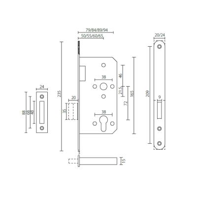 China Ml107203 Unit Fire Door Lock Communication Deadlock / Mortise Lock Set Mortise Door Lock Mortise Deadlock for sale