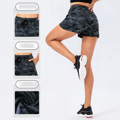 China Breathable Loose Casual Bare Sports Shorts Women's Rope Printing High Elastic Speed ​​Fitness Yoga Dry Running Shorts for sale