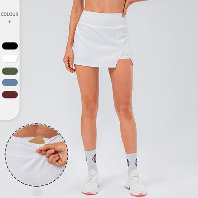 China Wholesale Breathable Anti High Waist Exercise Yoga Fitness Golf Nude Skorts Pockets Tight Women Tennis Skirt Women for sale