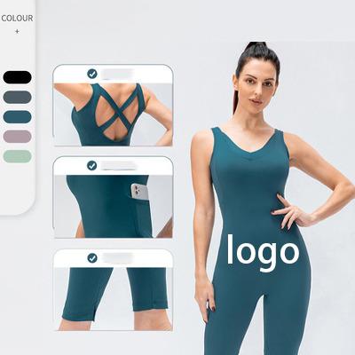 China Wholesale Fitness Breathable Sexy Backless Women's One Piece Tights Exercise Overalls Yoga Wear for sale