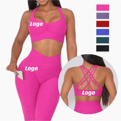 China Breathable Seamless Sports Workout Ladies Yoga Gym Clothing Ladies Fitness Wear Bra Active Yoga Set for sale