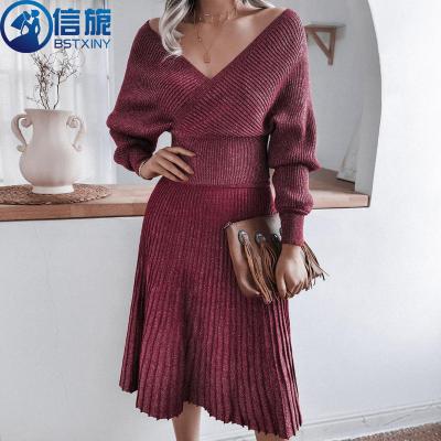 China 2022 Washable Cotton Women Club Dress Bodycon Fashionable Knit Sweater Dress for sale