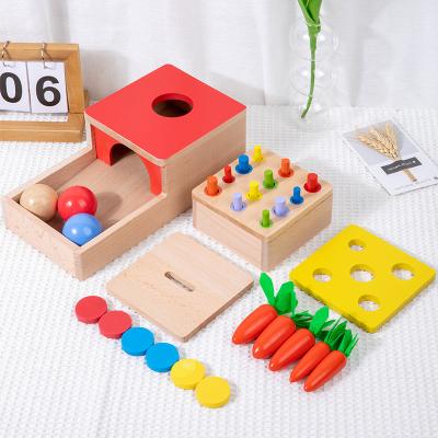 China Eco-friendly Material Factory Wooden Baby 4 In 1 Rolling Ball Phone Booth Pulling Radish Montessori Game Educational Teaching Aid Toys For Kids for sale