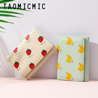 China Summer Fruit Printing Ladies Card Holder PU Girl Clutch Purse Wallet Waterproof Leather Cute Short Women for sale