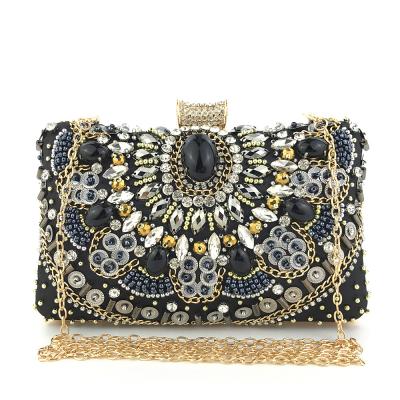 China High Quality Diamond Rhinestone Embroidery Crystal Evening Clutches Grab Handbags For Ladies Girls Class Ladies Cross - Body Bag for sale