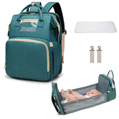 China Water Resistant Baby Mother Backpack Stroller Bags Mummy Nappy Nappy Travel Hanging Backpacks For Mom With Changing Bed for sale