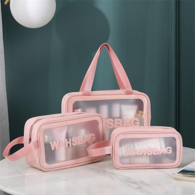 China Custom logo waterproof travel cosmetic bag PVC makeup bag waterproof transparent toiletry bags for women carteras for sale