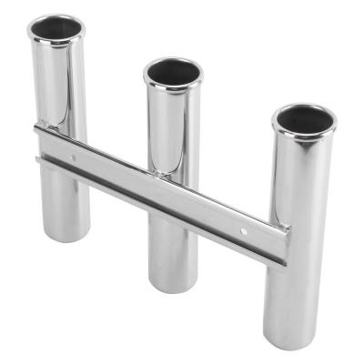 China 316 Stainless Steel Factory Outlet Rod Holder 316 Stainless Steel Mirror Polished Clamp 3 On Angle Rod Rack Side for sale