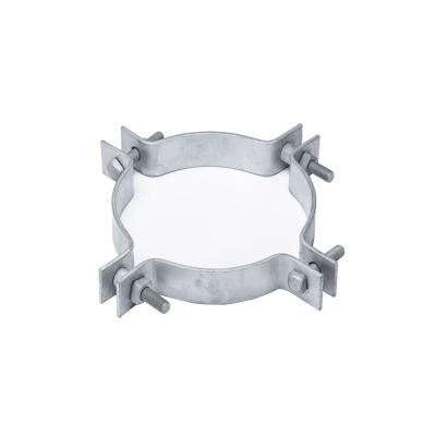 China Overhead Line Accessories L&R Hot Dip Galvanized Steel Pole Clamp , Anchor Ear Post Fastening Clamp for sale