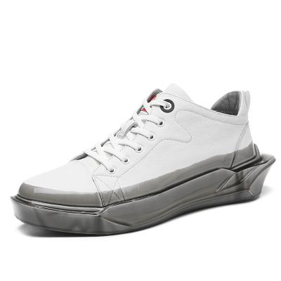 China CUSHIONING station European men's shoe thick soles increase small white shoes panel shoes version trend hip hop Korean white leather persona for sale