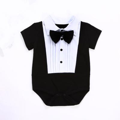 China Fashional Spring Autumn Black Newborn Toddler Infant Babies Boy Short Sleeve Romper for sale