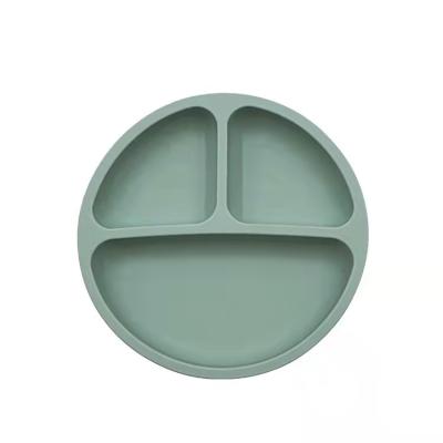 China Modern Kids Square Mat Tray Toddlers Dinner Divided Food Round Dish Set Suction Silicone Baby Dish for sale