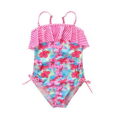 China Fashion Baby Genuine Woman Loose One Piece Off The Shoulder Tie Swimwear Kid Swinsuit Dress For Child for sale