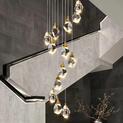 China 1/3/5/6/7/10/15/20 Modern Living Room Hall Lighting Crystal Chandelier For Staircase Large of lights for sale