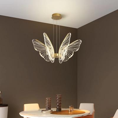 China Modern Bedroom Modern Kitchen Pendant Lamp Creative Gold Transparent Butterfly Acrylic Wing for sale