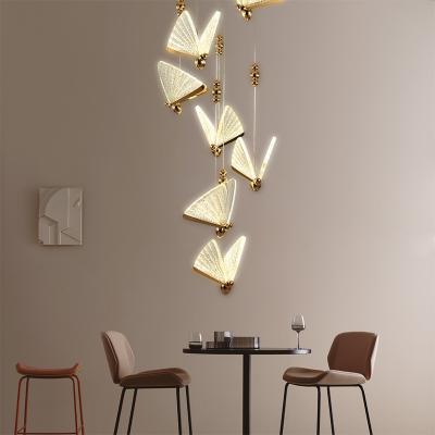 China Butterfly Indoor Pendant Light Butterfly Led Modern Home Bedroom Indoor Lighting Art Hanging Lamp Bedside Nordic Staircase Pendant Lights for sale