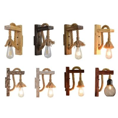 China Indoor Vintage Wall Light Hemp Rope Wall Sconce Industrial Bathroom Wall Lamp Fixtures For Hallway Kitchen Without Bulb for sale