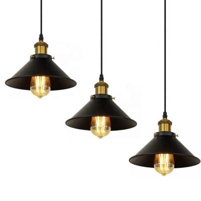 China Nordic Attic Countryside E27 Edison Lamp Bulb Dining Room Retro Screw Industrial Vintage Black Pendant Light Metal Lampshade Lights for sale