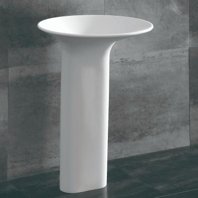 China Modern LUXSPA Artificial stone acrylic solid surface free standing wash basin pedestal basin for sale