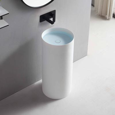 China Modern LUXSPA Free Standing Natural White Stone Pedestal Washbasin Stone pedicure Basin for sale