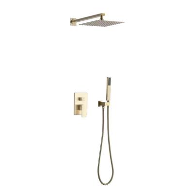 China With Slide Bar Modern Wall-mounted brushed gold thermostatic concealed bathroom shower set for sale