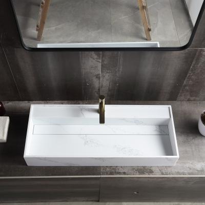 China Modern Resin Stone Marble Effect Acrylic Solid Surface Bathroom Ramp Sinks for sale