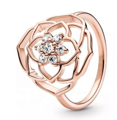 China CLASSIC Water Drop Rose Gold Wedding Women Gold Plated 925 Sterling Jewelry For Finger Fashion Crystal Silver Ring 2021 for sale