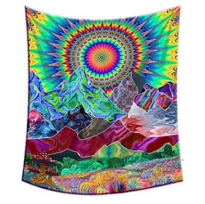 China Simply 2020 Mountain Sunset Psychedelic Trippy Colorful Tapestry for sale