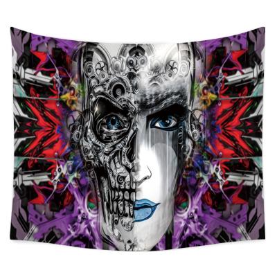 China Simple Human Skeleton Black Tapestry, Sugar Skull Face Paint Girl for sale