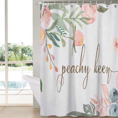 China Sustainable Personalized Floral Flower Eco-Friendly Shower Curtain for sale