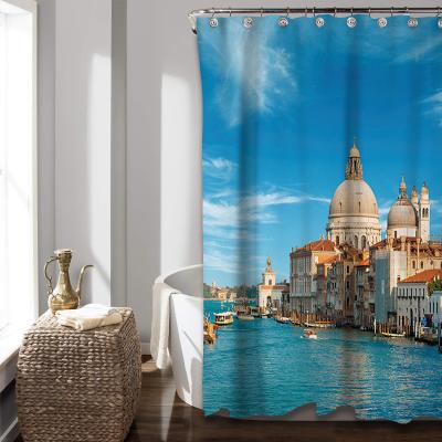 China 2020 Sustainable Popular Custom Bathroom Shower Curtain 3d Printing for sale