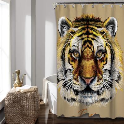 China Customized Sustainable Wolf Eco-Friendly Animal Waterproof Shower Curtain for sale