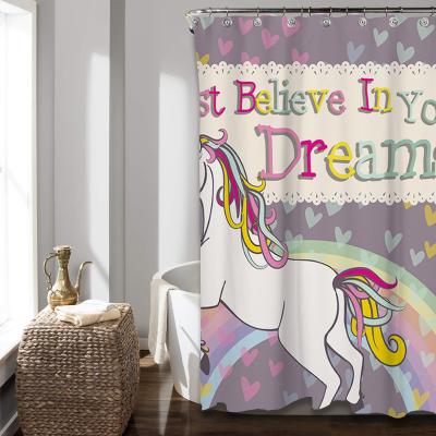 China OEM Viable Promotion Cheap Hotel Unicorn Bath Shower Curtain for sale