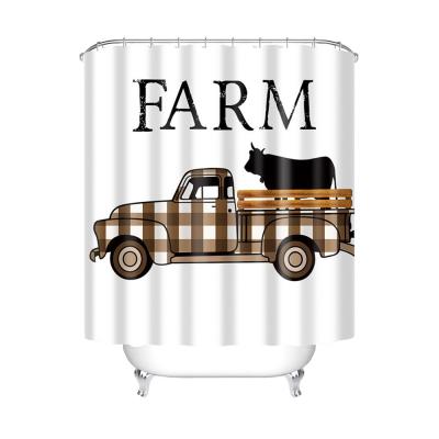 China Sustainable 3D Printing Unique Farmhouse Waterproof Shower Curtain for sale