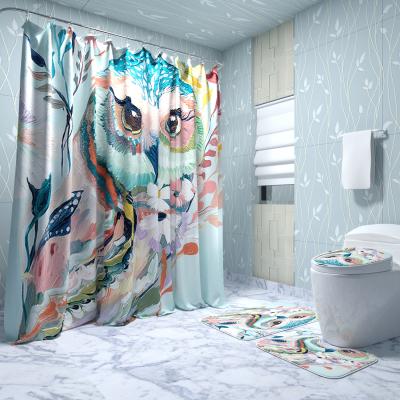 China Viable Custom Design Bath Cover Shower Curtain Set, Wholesale Printed High Quality Waterproof Shower Curtain for sale