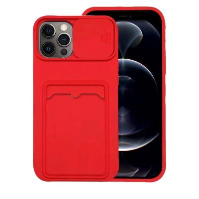 China Hot Selling Fanshion Fanshion Card Camera Card Silicone Phone Case Silicon Soft Liquid Black For iphone 8 7 6 11 12 pro/max for sale