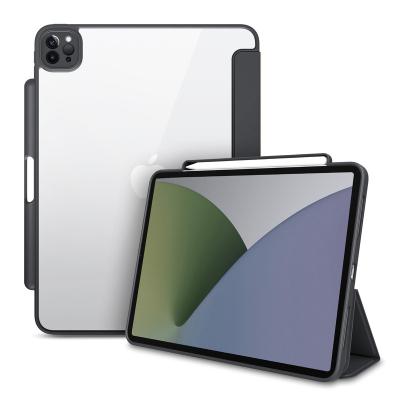 China Wholesale New Generation Auto-Sleep Smart Folio Tab Back Cover Magnetic Triple Slim Clear Hard Aesthetic Case Apple iPad pro 11 inch 2021 2020 Stand for sale