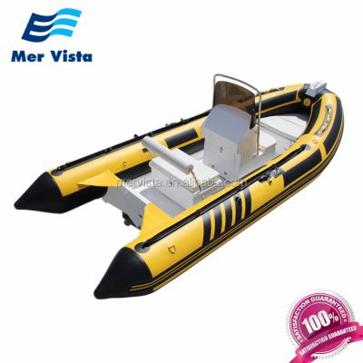 China Speed ​​Racing China New Products Used Rigid Rib 450 Center Console Fiberglass Inflatable Boat for sale